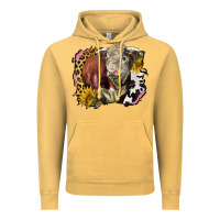 Vintage Mustard hereford bull western background Vintage Hoodie - LillyAllenDesigns