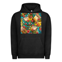 Pigment Black honey and bee coffee cup with flowers and leopard seamless pattern bbs Urban Hoodie - BundleAndBundleShop