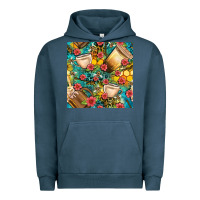 Pigment Midnight Navy honey and bee coffee cup with flowers and leopard seamless pattern bbs Urban Hoodie - BundleAndBundleShop