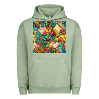 Pigment Oil Green honey and bee coffee cup with flowers and leopard seamless pattern bbs Urban Hoodie - BundleAndBundleShop