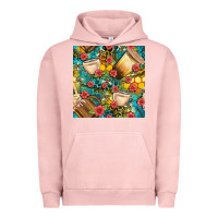 Pigment Salmon honey and bee coffee cup with flowers and leopard seamless pattern bbs Urban Hoodie - BundleAndBundleShop