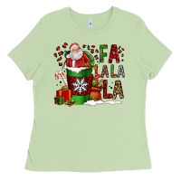 Matcha fa la la la la christmas santa claus coffee cup Ladies Tee - FaDigitalArtStudio