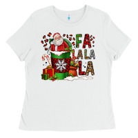 White fa la la la la christmas santa claus coffee cup Ladies Tee - FaDigitalArtStudio
