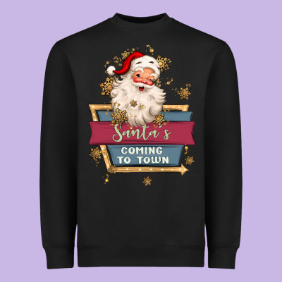 Santa's Coming To Town Heavyweight Sweatshirt Designed By Maliassmallbusiness