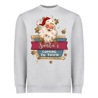 Heather Grey santa's coming to town Heavyweight Sweatshirt - MaliasSmallBusiness