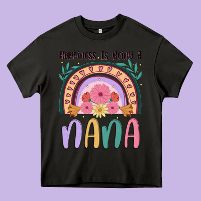 Happiness Is Being A Nana Heavy Core Tee Designed By Jahusdesignshop