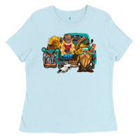 Baby Blue western Truck with gnomes Ladies Tee - HRA Design Shop