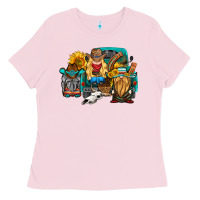 Bubblegum Pink western Truck with gnomes Ladies Tee - HRA Design Shop