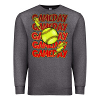 Charcoal Heather Game day softball lightning bolt Premium Sweatshirt - HowdyJamesFarm