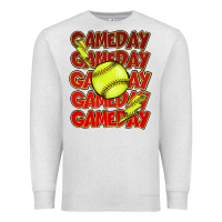 Oatmeal Heather Game day softball lightning bolt Premium Sweatshirt - HowdyJamesFarm