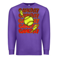 Purple Game day softball lightning bolt Premium Sweatshirt - HowdyJamesFarm