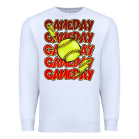 White Game day softball lightning bolt Premium Sweatshirt - HowdyJamesFarm
