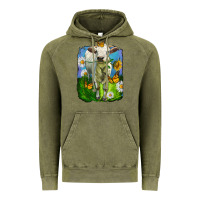 Vintage Olive charolais heifer with sunflower and daisies Vintage Hoodie - LillyAllenDesigns