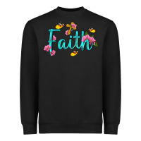 Black faith with flower and butterfly Heavyweight Sweatshirt - NancyCooperArtShop