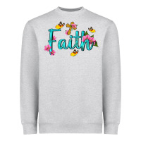 Heather Grey faith with flower and butterfly Heavyweight Sweatshirt - NancyCooperArtShop