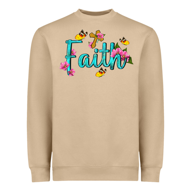 Faith With Flower And Butterfly Heavyweight Sweatshirt by NancyCooperArtShop | Teevron