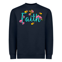 Navy faith with flower and butterfly Heavyweight Sweatshirt - NancyCooperArtShop