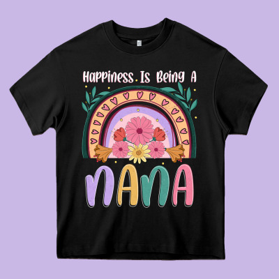 Happiness Is Being A Nana Heavy Core Tee Designed By Jahusdesignshop
