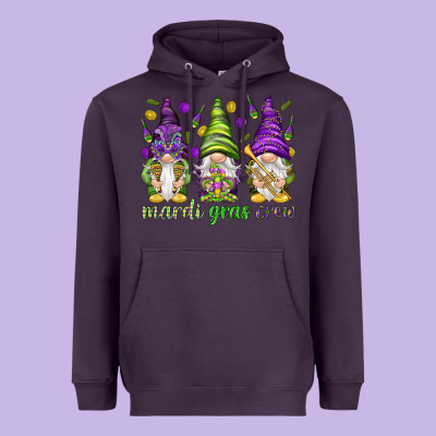 Mardi Gras Crew With Gnomies Heavyweight Hoodie Designed By Howdyjamesfarm