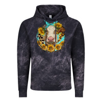 Cloud Black simmental heifer with sunflowers and leopard Vintage Hoodie - LillyAllenDesigns