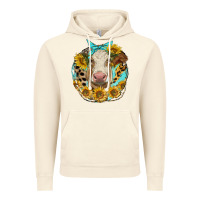 Vintage Artic simmental heifer with sunflowers and leopard Vintage Hoodie - LillyAllenDesigns