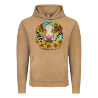 Vintage Camel simmental heifer with sunflowers and leopard Vintage Hoodie - LillyAllenDesigns