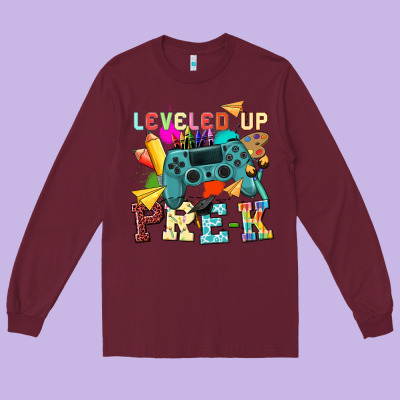 Leveled Up Pre K Long Sleeve Tee Designed By Nancycooperartshop