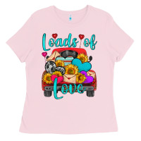 Bubblegum Pink loads of love with truck Ladies Tee - HRA Design Shop