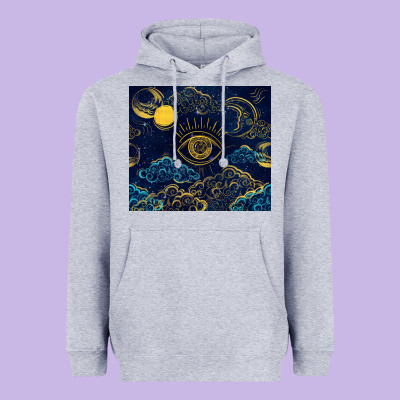 Evil Eye Moon Heavyweight Hoodie Designed By Tumblerdesignbyshophia