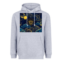Heather Grey evil eye moon Heavyweight Hoodie - TumblerDesignByShophia