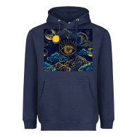Navy evil eye moon Heavyweight Hoodie - TumblerDesignByShophia