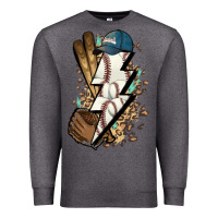 Charcoal Heather Lightning bolt Baseball Premium Sweatshirt - HowdyJamesFarm