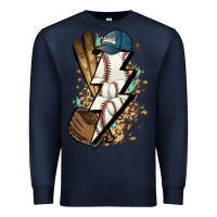 Navy Lightning bolt Baseball Premium Sweatshirt - HowdyJamesFarm