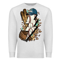 Oatmeal Heather Lightning bolt Baseball Premium Sweatshirt - HowdyJamesFarm