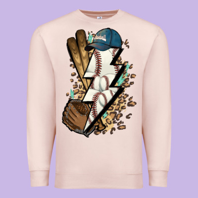 Lightning Bolt Baseball Premium Sweatshirt Designed By Howdyjamesfarm