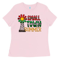 Bubblegum Pink small town summer Ladies Tee - CowhideDigitalArt