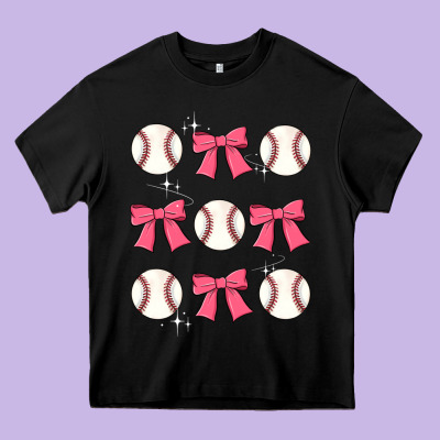 Baseball Coquette Bow Heavy Core Tee Designed By Jahusdesignshop