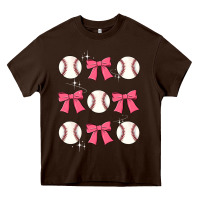 Chocolate Brown baseball coquette bow Heavy Core Tee - JahusDesignShop
