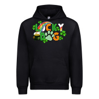 Black lucky dog St. Patricks Day Urban Hoodie - FaDigitalArtStudio
