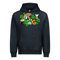 Navy lucky dog St. Patricks Day Urban Hoodie - FaDigitalArtStudio