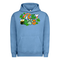 Pigment Pebble Blue lucky dog St. Patricks Day Urban Hoodie - FaDigitalArtStudio