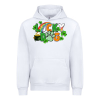White lucky dog St. Patricks Day Urban Hoodie - FaDigitalArtStudio