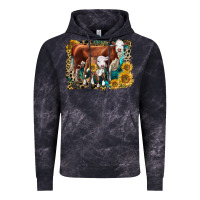 Cloud Black Hereford Cow and Hereford Calf With Leopard Vintage Hoodie - LillyAllenDesigns