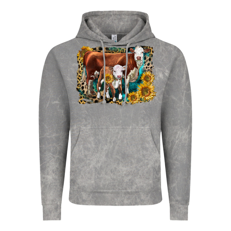 Hereford Cow And Hereford Calf With Leopard Vintage Hoodie by LillyAllenDesigns | Teevron
