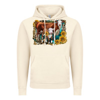 Vintage Artic Hereford Cow and Hereford Calf With Leopard Vintage Hoodie - LillyAllenDesigns