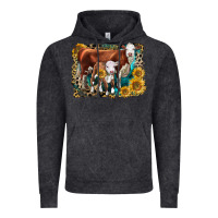 Vintage Black Hereford Cow and Hereford Calf With Leopard Vintage Hoodie - LillyAllenDesigns