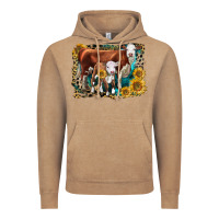 Vintage Coffee Hereford Cow and Hereford Calf With Leopard Vintage Hoodie - LillyAllenDesigns