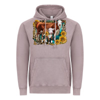 Vintage Zinc Hereford Cow and Hereford Calf With Leopard Vintage Hoodie - LillyAllenDesigns