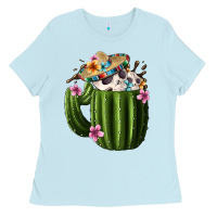 Baby Blue day of the dead mexican cactus Ladies Tee - FaDigitalArtStudio