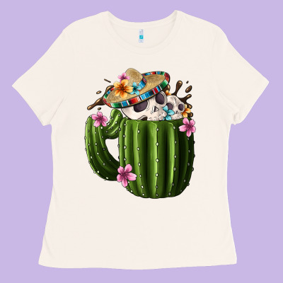 Day Of The Dead Mexican Cactus Ladies Tee Designed By Fadigitalartstudio